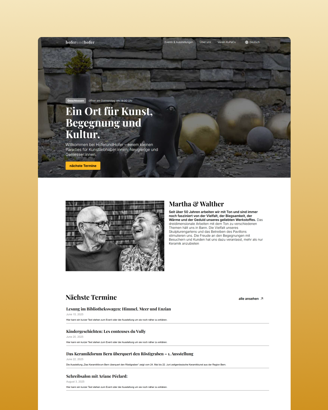 Vorschaubild für ein Webdesign Projekt für eine Ausstellung